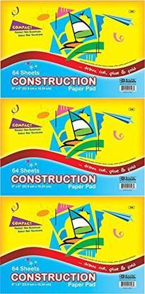 Bazic 3Pk, 64 Ct. 6" X 9" Mini Construction Paper Pad (Total Of 192 Sheets)