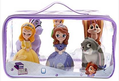 DISNEY Sofia The First Large Bath Toy Set With Carrying Case- 6 Pieces - Sophia Bath Toy