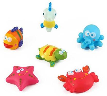 Liberty Imports Sea Animals Floating Toy Rubber Water Bath Squirties For Baby (Set Of 6) Bath Toy