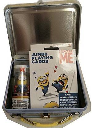 MINIONS "Stuart" Themed Tin Keepsake Box And Micro Lite With Jumbo Deck Of Playing Cards