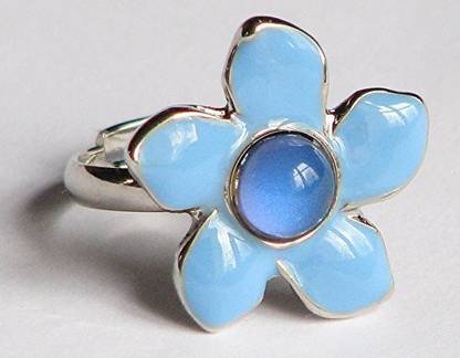 Geocentral 5 Pedal Flower Adjustable Mood Ring Light Blue