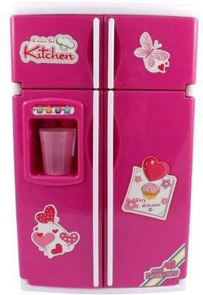 Liberty Imports Kitchen Refrigerator Pink Toy Mini Fridge Playset for Kids with Play Food Set