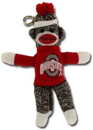 Plushland College Ohio State Buckeyes Sock Monkey Key Chain  - 1.3 inch