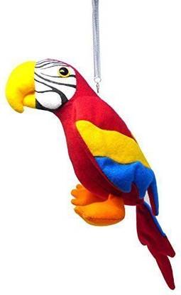 Kwan Fun Stuff Funny Red Macaw Bouncing Up 'N Down Hanging Plush Doll Toy  - 3 inch