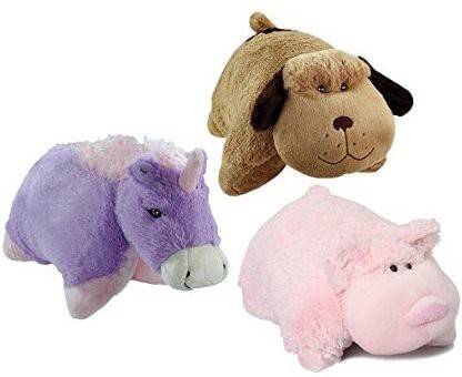 Pillow Pets Pee-Wees Plush Stuffed Animal Magical Unicorn - Snuggly Puppy - Wiggly Pig Toy Set  - 4.7 inch