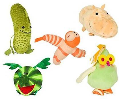 Cloudy With a Chance of Meatballs 2 Plush Watermelophant, Pickles Pickle, Hippotatomus, Fruit Cockatiel And Shrimpanzee Foodimals  - 4.3 inch