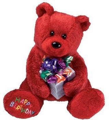 Beanie Babies Happy Birthday The Bear ( Red - W/ Present )  - 2.6 inch