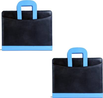 COI Faux Leather Smart Black and Blue File folder/ Document Folder