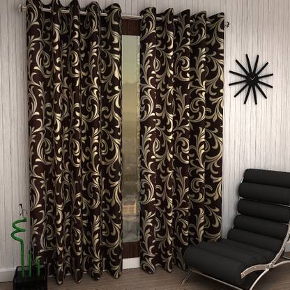 Home Sizzler 275 cm (9 ft) Long Door Polyester Semi Transparent Curtain (Pack Of 2)