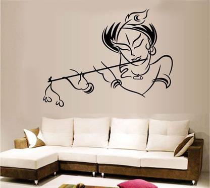VI COLLECTIONS 90 cm divine flute krishna Non-Reusable Sticker