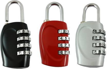DOCOSS Set Of 3 -4 Digit Travel Brass Locks Small Bag Luggage Resettable Password Padlock Combination Lock