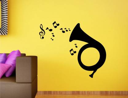 WALL GURU 65.59 cm Music notes black wall decal and sticker size(65*59)cm Self Adhesive Sticker