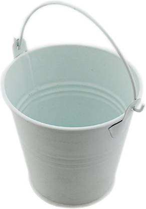 Tootpado Craft Small Metal Buckets Plain - White (1l1517) - Tin Pails Mini Buckets With Handle for Party Favours and Decorations Plant Container Set