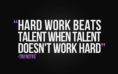 HARD WORK BEATS TALENT WHEN TALENT DOESN'T WORK HARD by -Tim Notke Paper Print