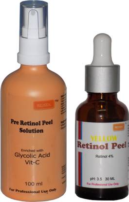 REJSOL Yellow Retinol Peel Retinool 4% 30 ml with Glycolic Vitamin C Pre Peel Solution 100 ml