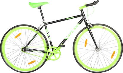 ATLAS Real 26 inches Single Speed Black & Green 26 T (inch) Fixie Cycle
