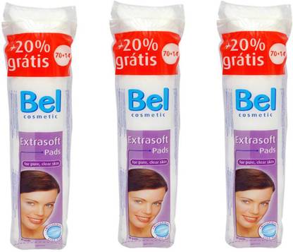 BEL Extra soft cosmetic pads with microfibers ideal for makeup removal and face cleansing (Set of 3 packs)