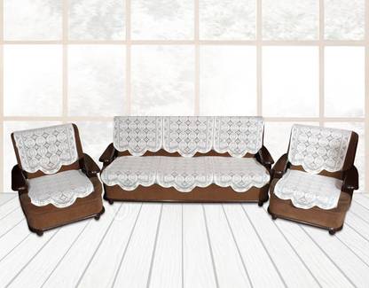 YELLOW WEAVES Polyester Floral 3+2 Seater Sofa Cover