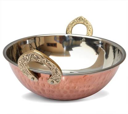 Veda Home & Lifestyle VEDA STEEL COPPER 1000 ML SERVING KADHAI Kadhai 20 cm diameter 1 L capacity
