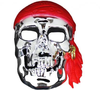 FUTABA 2688PAT Pirate Halloween Skull Mask - Silver Gag Toy