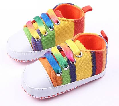 Oosme First Walk Boy & Girl Multi color Rainbow Shoes Booties