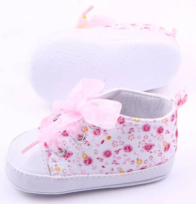 Oosme Pink Cotton Fabric New Born Baby Girl Shoes Booties