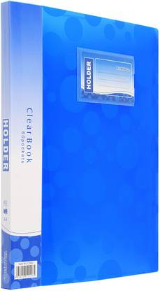 TRANBO Polypropylene Plastic Clear Book File Folder Display Presentation Book, 60 Pocket, A4 Size, Blue