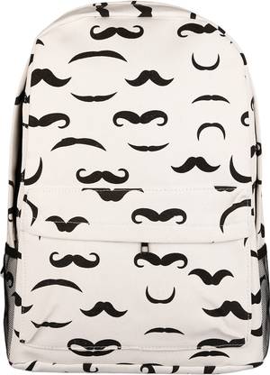 Aaishwarya Moustache Print Quirky Canvas Backpack Backpack
