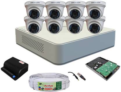 HIKVISION Hikvision 2MP 8CH 7108 HQHI DVR & 2MP Turbo HD D0T Metal Dome Camera 8 Pcs. With Surveillance Kit Security Camera