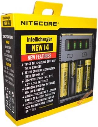 Nitecore New i4 Intellicharger (AA, AAA, Li-ion, IMR, Ni-MH/Ni-Cd, LiFe04, 18650) Rechargeable  Camera Battery Charger
