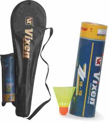 Vixen Carbonex Plus 1000 Racket, YOYO Shuttle Cock Green, Black, Orange Strung Badminton Racquet