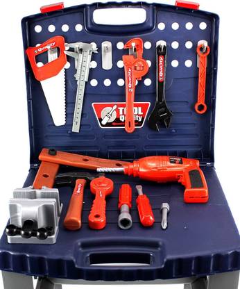 TOYSHINE Kids 69 Piece Toy Tool Kit Play Set Portable Folding Work Bench Workshop with Drill