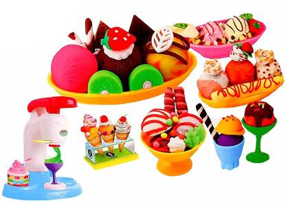 TOYSHINE DIY Ice Cream Clay Play Set Toy, Make Fancy Clay Ice Cream with Clay, Real Clay Vending Machine, Clay Tubs, Non Toxic