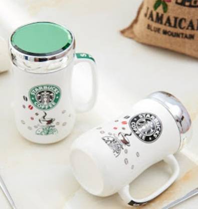 Starbucks Coffee With Lid Set of 2 Ceramic Coffee Mug