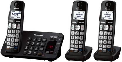 Panasonic KX-TGE243B DECT 6.0 Expandable Digital Cordless Answering System, 3 Handsets Cordless Landline Phone with Answering Machine