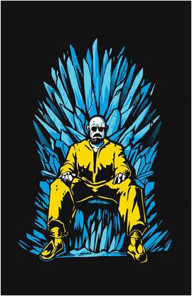Breaking Bad Walter White on Iron Throne of Game of Thrones Poster (18 inch x 12 inch) Paper Print