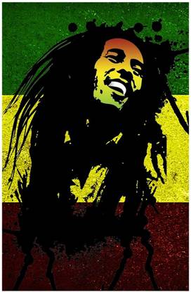 Bob Marley with One Love Background Poster (18 inch x 12 inch) Paper Print