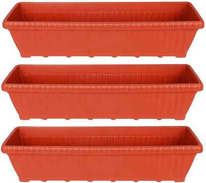 Green Ivy Rectangular Planter 24 inches (Pack of 3) Plant Container Set