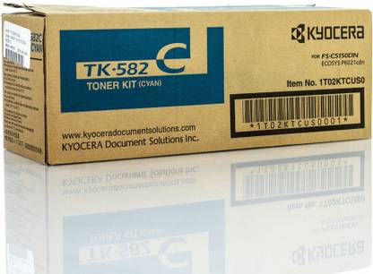 KYOCERA TK-582 Cyan Toner Cartridges For Use FS-C5150DN Page Yield 2800 @ 5% average coverage Cyan Ink Toner
