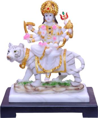 Vaah Marble Look Maa Durga Idol/Murti Decorative Showpiece  -  24 cm