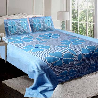 Dreams home 144 TC Cotton Double Floral Flat Bedsheet