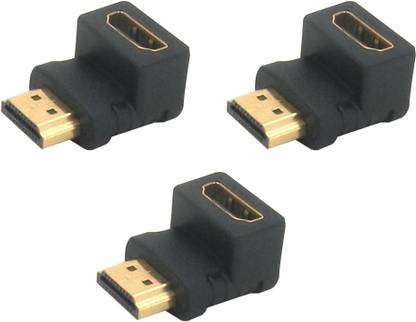 De-TechInn Pack Of 3 Male To Female Extension Right Angle "L"shape 1080p Full Hd HDMI Connector