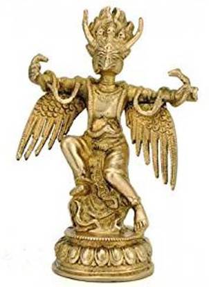 DevHandicrafts Lord Vishnu Vehicle Garuda Brass Sculpture Decorative Showpiece  -  8 cm