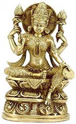 DevHandicrafts Lakshmi" Goddess of Wealth - Brass Statue Decorative Showpiece  -  8.25 cm