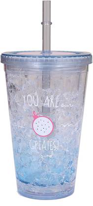 FoxBox Jelly Bottle Double Layer Solid Glass Shaped With Straw - 450 ml Bottle
