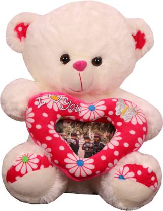 Skylofts Imported 45cm Personalised Teddy Bear with your photo inside the heart frame  - 40 cm