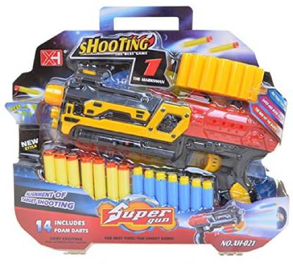 HALO NATION Super Gun Toy Set - Battery Operated Bullet Blaster Gun with Aim Laser and 14 Foam Dart Bullets. Guns & Darts