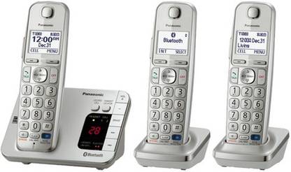 Panasonic Link2Cell Expandable, Amplified Volume - 3 Handsets (KX-TGE263S) Cordless Landline Phone with Answering Machine