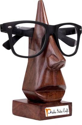 Prisha India Craft Prisha India Craft ® Nose Eyeglass Holder 6.2" - Wooden Spectacle Holder - Wood Nose Eyeglass Holder Spectacle Display Stand - Desktop Accessory – Classic Wooden Hand Carved Nose Shaped Spectacle Stand Decorative Showpiece  -  6.2 cm