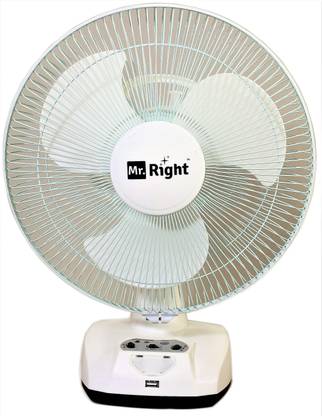 Mr. Right MR-2912 AC/DC 12" Oscillating Rechargeable Wall Plus 3 Blade Table Fan